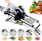 Mandoline Food Slicer, Adjustable Mandoline Slicer for Kitchen, Stainless Steel Mandolin Vegetable Chopper for Potato/Tomato/Onion, Vegetable Slicer Julienne Cutter with Cut-Resistant Gloves