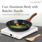 ESLITE LIFE Nonstick Ceramic Frying Pans Skillets Set with Lids, Non-Toxic Egg Omelette Kitchen Cooking Pans Compatible with All Stovetops (Gas, Electric & Induction), PTFE & PFOA Free (Black)