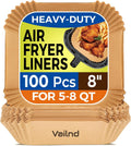 Air Fryer Paper Liners: 100Pcs Parchment Paper, 8" Air Fryer Liner Disposable for Microwave, Non-Stick Square Air Fryer Basket Liner