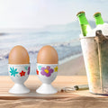 Cinf Ceramic Egg Cups Hawaii Flower Set of 2 Porcelain Holder Breakfast Boiled Cooking Easy to Clean Childhood Memories Kitchen