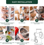 HANSGO Rotary Cheese Grater, Hand Crank Cheese Shredder, Vegetable Slicer for Kitchen, Non-slip Suction Base and 3 Interchangeable Blades for Potatoes Zucchini Nuts Chocolate Fruits, WhiteBlue