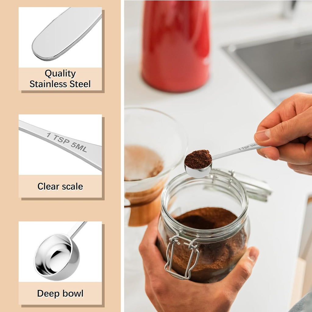 2PCS 1/2tbsp(1.5tsp, 7.5ml) Single Measuring Spoon, Stainless Steel Individual Teaspoon, Metal Measure Scoop with Gift Box