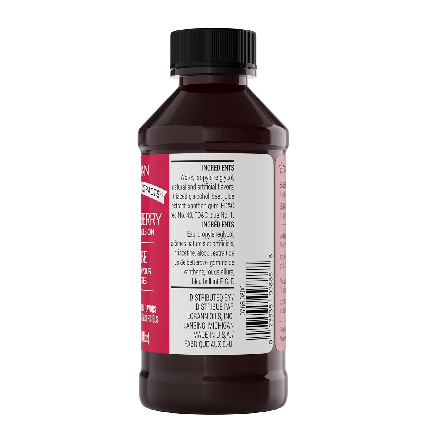 LorAnn Oils Strawberry Bakery Emulsion: True Essence, Ideal for Boosting Fruit Tones in Cakes, Cookies & Desserts, Gluten-Free, Keto-Friendly, Extract Substitute Essential for Your Kitchen, 4 Oz