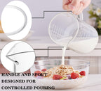 Ackers Etched Graduated Glass Measuring Cup - [Insulated Handle | V-Shaped Spout] - High Borosilicate Glass Measuring Cup for Kitchen or Dining, Easy to Read,1000 ML (32 Oz, 4 Cup)