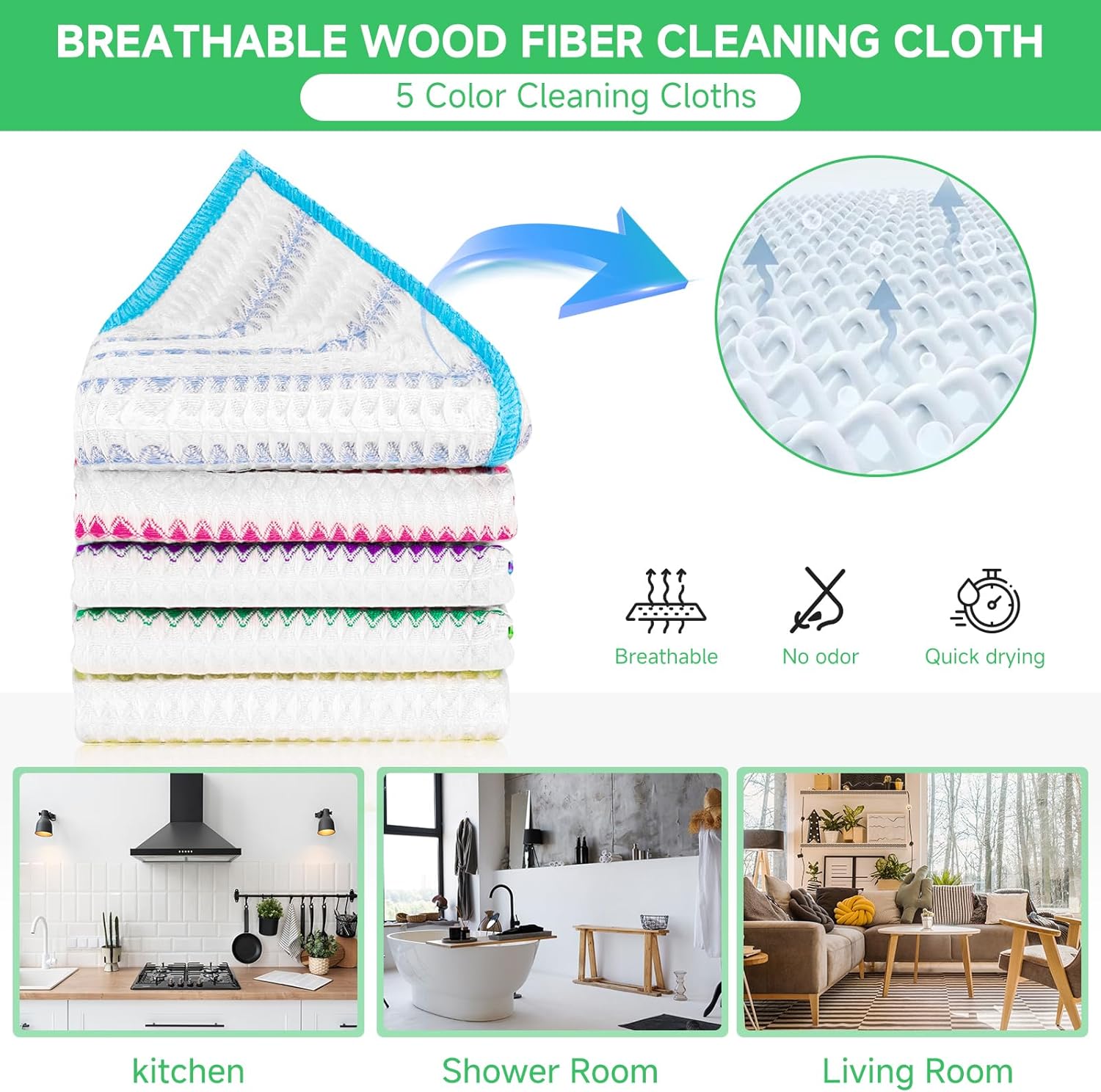 Wood Fiber Cleaning Cloth-15pcs, Super Absorbent Cleaning Cloth, No Oil Stains, Household No Stripe Cleaning Cloth for Car Kitchen Household, Multifunctional Cleaning Towel, Size:11.5x11.5in