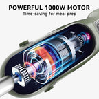Immersion Blender Handheld 5 in 1 Hand Blender, 1000W Hand Mixer Stick, BPA-Free 12 Speed Handheld Blender with Mixing Beaker, Chopper, Whisk and Milk Frother for Soup, Smoothies, Sauce, Baby Food