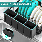 MERRYBOX Dish Drying Rack Space-Saving Dish Racks for Kitchen Counter, Rustproof Drying Rack Kitchen with Large Utensil Holder and Increased Feet, 16.5" D x 11.4" W x 5.65" H, Black