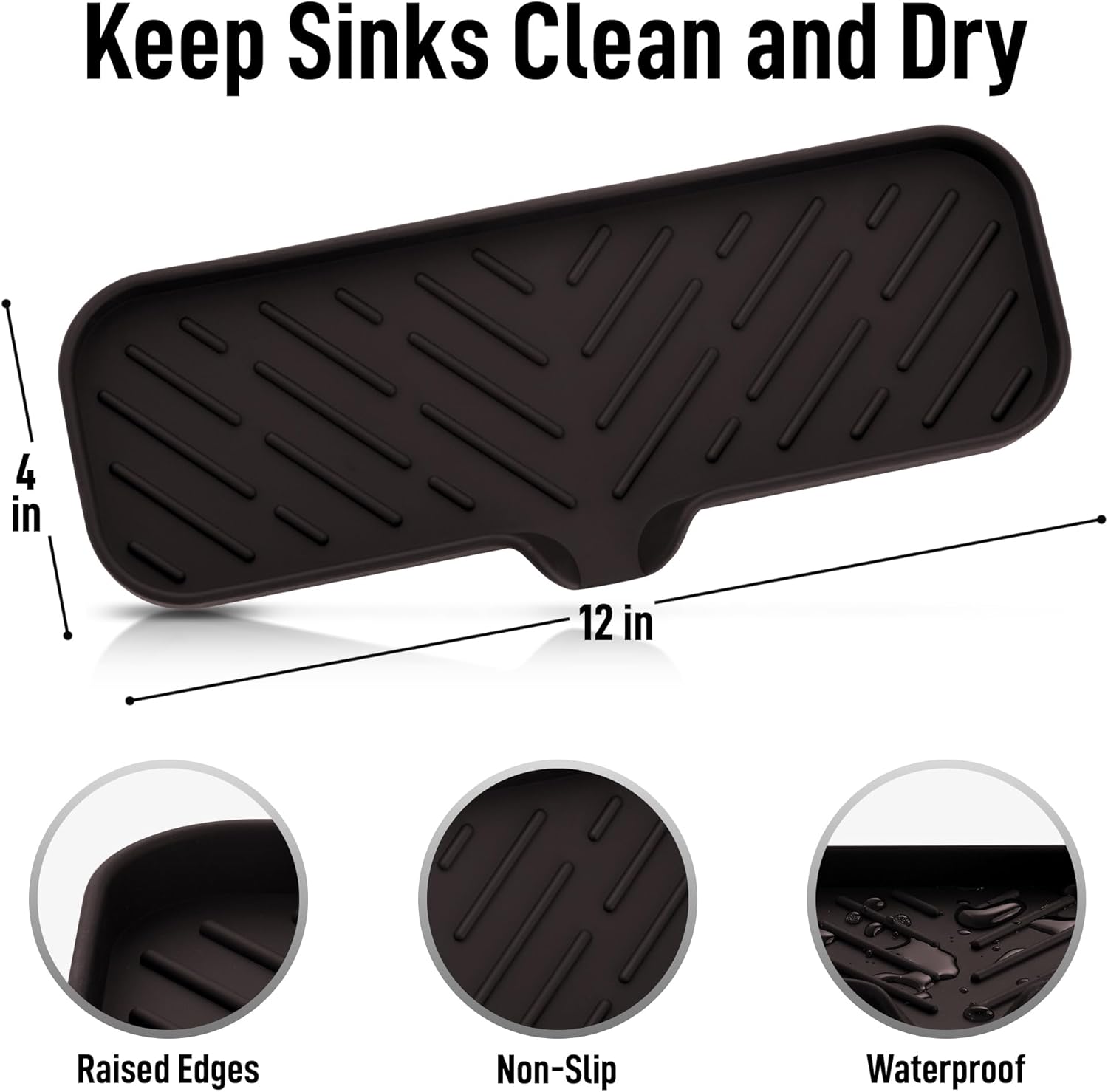 Zulay Kitchen Large Silicone Sponge Holder (12x4) – Flexible Sink Organizer Tray for Kitchen & Bathroom – Multipurpose Soap Dish for Sponges, Makeup, Trinkets & More (Chocolate)