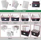 VERONLY Christmas Stemware Storage Cases with Dividers- Holds 24 Wine Glass Storage or Crystal Glassware Containers, China Storage Containers with 2 Handles and Lable Window -Set of 2 Black