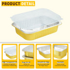 20 Pack 11"×8" Aluminum Pans with Lids Heavy Duty 5 LB Capacity Foil Food Containers with Lid, Disposable Tin Foil Pans with Lids for Baking, Meal Prep, Freezer, Heating and Takeout