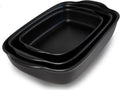 Saffron & Sage Casserole Dish Set of 3 - Baking Dishes for Oven, Contemporary Black Ceramic Baking Dish Set, Heavy Duty Bakeware, Up to 500° High Heat Resistant, Dishwasher, Freezer and Food Safe
