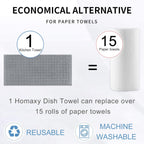 Homaxy 100% Cotton Terry Kitchen Towels(Grey, 13 x 28 inches), Checkered Designed, Soft and Super Absorbent Dish Towels, 6 Pack