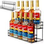 10 Bottle Capacity Coffee Syrup Organizer 2 Tier Coffee Syrup Stand Shelf for Coffee Bar Kitchen Small Wine Rack for Bar Family Storage for Syrup Wine Dressing