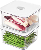 Premium Airtight Food Storage Containers, Square 2PC/Set(1.48qt/1.4Lx2pcs), Smart One-Click Seal Lid, No Hinges, 100% Leak Proof, BPA-FREE, Dishwasher, Freezer & Microwave Safe