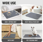 Large Stone Dish Drying Mat for Kitchen Counter, 18"×14" Quick Dry Super Absorbent Eco-Friendly Diatomaceous Earth Stone Mat with hemisphere wooden feet, Non-slip, Heat Resistant, Multi-purpose mats