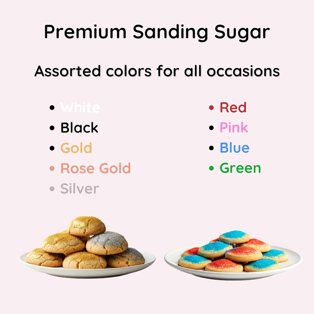 Bakerpan White Sanding Sugar for Baking & Cookie Decorating - 5 Ounce Edible White Sugar Sprinkles for Cookies, Cakes, Cocktails (Made In USA)
