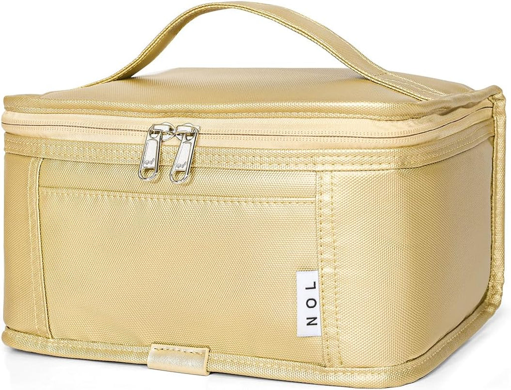 NOL Natural Organic Lifestyle Small Lunch Bag Mini Lunch Box Insulated Lunch Bag for Men/Women Leakproof Cooler Tote Bag Lightweight Nylon Waterproof Lunch Box For Work,Gold