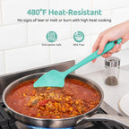 U-Taste Silicone Spoon Spatula Set: 480ºF Heat Resistant Food Grade Flexible Rubber Spoonula, Nonstick Cooking Mixing Scooping Kitchen Baking Scraper Utensils Set of 3 for Pan, Pot, Bowl (Aqua Sky)
