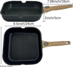 Nonstick Square Grill Pan for Stove Tops, Detachable Handle Griddle Pan,9.5inch Remove Handle Grill Pan with Pour for Cooking,Induction,Gas,Non Toxic,PFOA Free(Granite, Square-9.5inch)