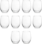 DISCOUNT PROMOS Stemless Wine Glasses by ARC Perfection 15 oz. Set of 10, Bulk Pack - Restaurant Glassware, Perfect for Red Wine, White Wine, Cocktails - Clear