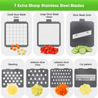 LHS Vegetable Chopper Multifunctional Food Chopper Onion Chopper Vegetable Slicer Dicer Cutter Potato Cutter Veggie Chopper with Container(10 in 1, Grey)