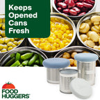 Food Huggers 3 Can Covers | Reusable Can Lids Snugly Seal Cans and Jars | 100% Food Grade Durable Silicone | Plastic Free (Blue)