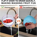 3-in-1 Kitchen Tool: Works as Rice Strainer, Fruit Washing Bowl with Strainer, Water Scoop. PET+PP Material, Rotatable Inner Basket for Easy Draining, Ideal for Rinsing Rice, Washing Fruits/Veggies.