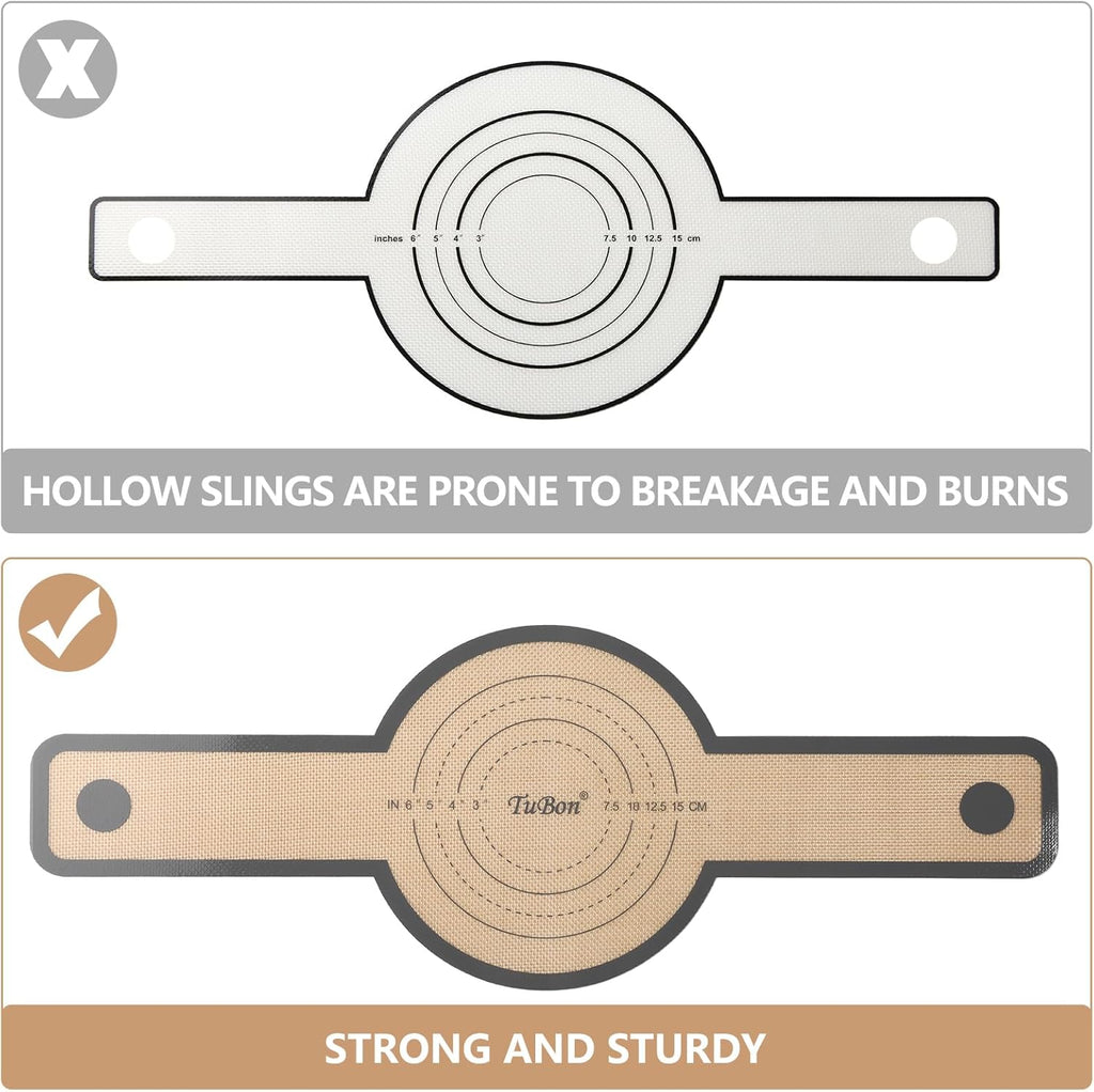TuBon Silicone Bread Sling for Dutch Oven,Non-Stick & Easy Clean & Odor-Free, Reusable Silicone Bread Baking Mat with Long Handles, Easy to Transfer Sourdough Bread(2 Grey pcs)