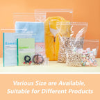 13" x 15"(200 Count) Large Zip Poly Bags - Clear Plastic Reclosable Storage Zipper Bags 2 Mil for Clothing, T-Shirts, Pants