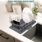 GUUKIN Silicone Dish Drying Mat,17.7" x 11.8 " Drying Matt Kitchen Counter, Non-Slip Drying Pad, Easy Clean Pad for Countertop Protection, Multi-Functional Use, Not applicable Bumps up sink (Grey)