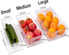 12 Pack Refrigerator Organizer Bins, 3 Sizes Stackable Clear Pantry Storage with Handles and 30 PCS Plastic Bags for Fridge, Freezer, Shelves, Drawer, Snack Organizer for Home & Kitchen