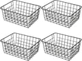 11" Upright Freezer Storage Baskets, Black Wire Storage Bins Small Bakset for Freezer, Pantry, Bathroom Organizing, Set of 4