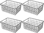 11" Upright Freezer Storage Baskets, Black Wire Storage Bins Small Bakset for Freezer, Pantry, Bathroom Organizing, Set of 4