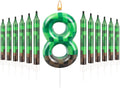 13 Pcs Dynamite Candles 12 TNT Themed Birthday Cake Candles and Number 8 Candle Cake Topper for Pixel Theme Birthday Party Anniversary Party Dynamite Theme Party Video Game Party Supplies (Number 8)