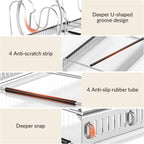 ORDORA Pots and Pans Organizer under Cabinet with Pan Holder: Expandable 11.8"-22.8" Kitchen Cabinet Organizer Rack, 12 Adjustable Dividers Storage for Cookie Sheets, Cutting Boards & Lid, Silver