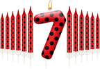 13PCS Ladybug Theme Birthday Candles Set - Red & Black Polka Dot Decorative Candles for Kids Ladybug Themed Parties, Baby Showers, Birthday Cakes, and Ladybird Inspired Celebrations(Number 7)