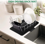 GUUKIN Silicone Dish Drying Mat,17.7" x 11.8 " Drying Matt Kitchen Counter, Dish Drying Rack Mat, Easy Clean Pad for Countertop Protection, Multi-Functional Use, Not applicable Bumps up sink (Black)