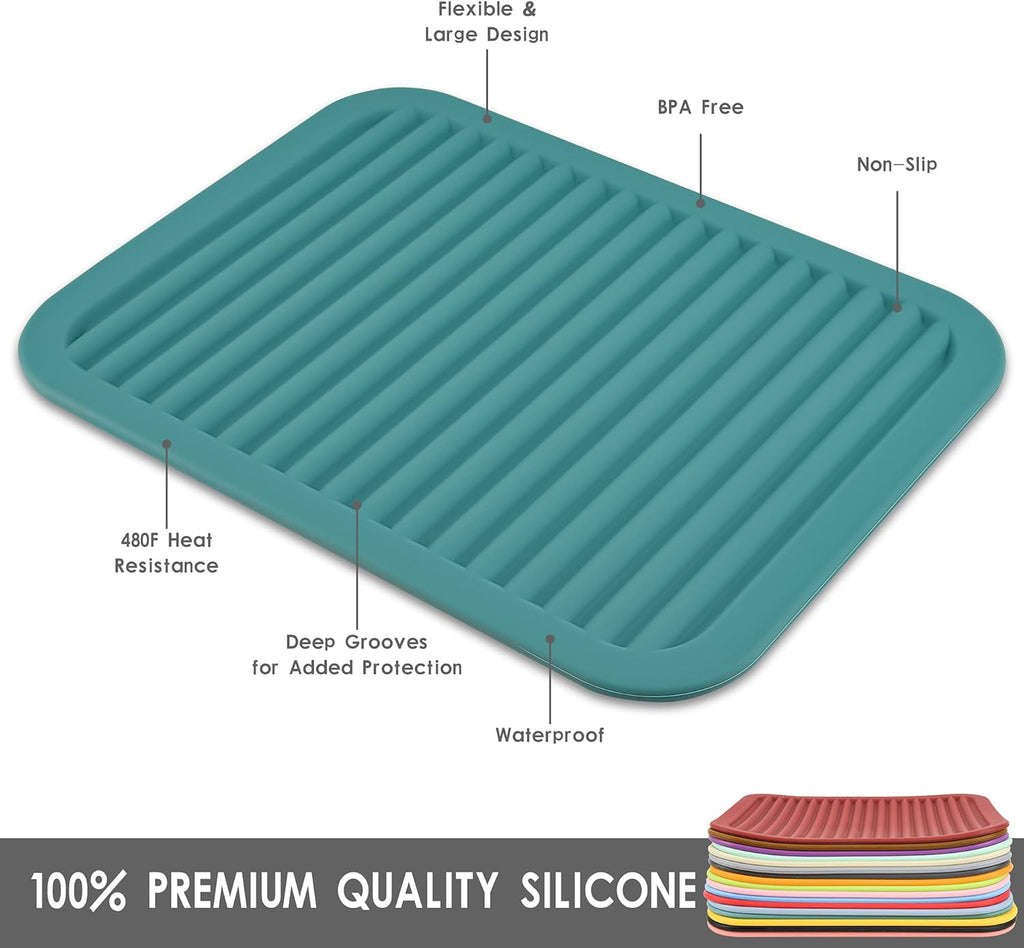 Smithcraft Silicone Trivets Mats for Hot Dishes and Hot Pots, Hot Pads for Countertops, Tables, Pot Holders, Spoon Rest Small Drying Mats Set of 2 Color Black