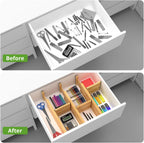 ANTOWIN 4 Pack Expandable Drawer Dividers, 4.7'' High, Extend from 12.2'' to 17.7'', Dresser Drawer Organizers, Bamboo Separators for Kitchen, Bedroom, Office, Bathroom (Natural)