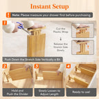 Lifewit 6 Pack 6" Deep Bamboo Drawer Dividers, 13-16.5" Expandable Drawer Organisers for Clothes, Adjustable Dresser Drawer Divider, Clothing Drawers Separators for Dresser, Bedroom, Bathroom, Office