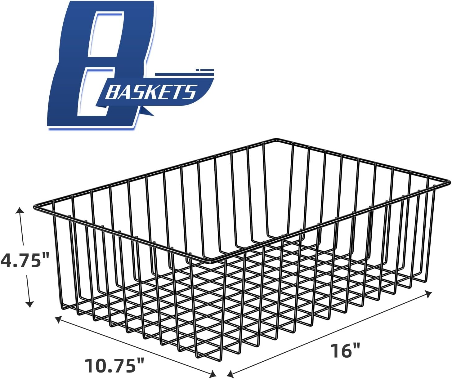 Simple Trending 8 Pack Large Wire Baskets for Organization, Metal Pantry Storage Baskets for Cabinet, Kitchen, Garage, Bathroom, Black