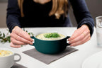 Kook Soup Crocks, Ceramic Bowls, Broil, Oven, Microwave and Dishwasher Safe, with Handles, For Casserole, Pasta, Cereal, 18 oz, Set of 4 (Hunter Green)