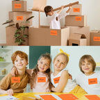 STARLIBOO Removable Colored Labels Stickers, 3X5 Inch Removable Large Label Stickers for Moving Boxes and Storage Bins- Waterproof- Tear Resistant (Orange)