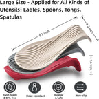 Silicone "Deck Chair" Large Heat-resistant Spoon Rest for Stove Top/Countertop, Reusable Kitchen Cooking Utensil Holder for Spatulas, Ladles, etc., Dishwasher Safe, 9.1 * 4.2 * 1.6in (Black)