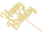 Happy Birthday cake topper - 1/10/13/15/16th gold cake topper, 1st/21st birthday party cake Happy Birthdays,30/40/50/60/70/80/90/100th happy birthday cake topper