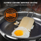 10" Hybrid Ceramic Nonstick Frying Pan, 3-Ply Stainless Steel Skillet, 2-Layer Coating, PFAS & PTFE Free, 9H Hardness & Corrosion Resistance, Dishwasher Safe, Induction Compatible-Black