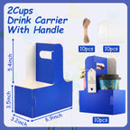 10 Pack 2 Cup Disposable Drink Carrier with Handle Paperboard Coffee Cup Holder Portable for Hot Cold Drinks Food Delivery Services with Heart Card for Teacher Appreciation Week Mother's Day