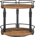 HOOBRO Lazy Susan Organizer Spice Rack, 2-Tier Height Adjustable Rotating Lazy Turntable Spice Organizer, for Kitchen Countertop and Cabinet, Rustic Brown BF05TL01