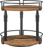 HOOBRO Lazy Susan Organizer Spice Rack, 2-Tier Height Adjustable Rotating Lazy Turntable Spice Organizer, for Kitchen Countertop and Cabinet, Rustic Brown BF05TL01