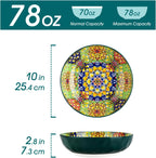 vancasso Large Serving Bowls, 78 Oz Extra Large Salad Bowls Set of 2, Bohemian Decorative Bowls for Salad, Fruit, Pasta and Dinner, Serving Dishes Set for Party, Dishwasher & Microwave Safe－Green